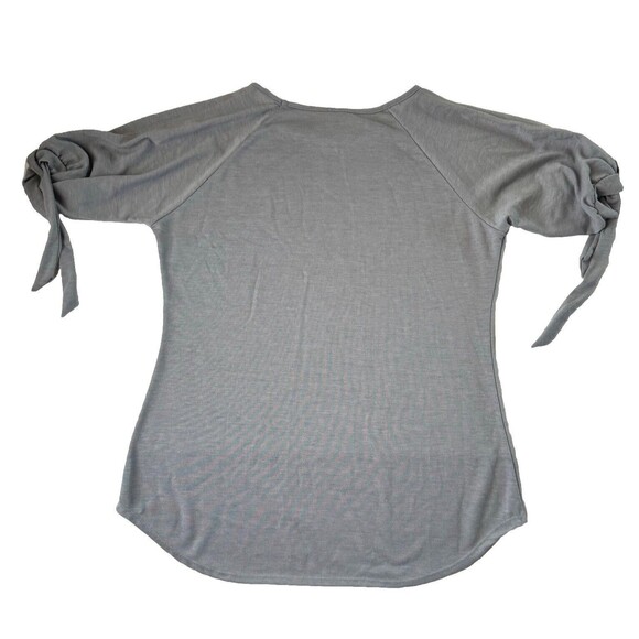 Women’s Short Tie Sleeve Tee Shirt Gray Size XL - Picture 2 of 9